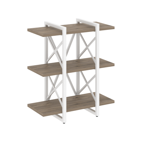 Стеллаж на регулируемых опорах-3 полки VR.L-MST.O-3.4V 800x400x910 (Тиквуд Темный/Белый металл)