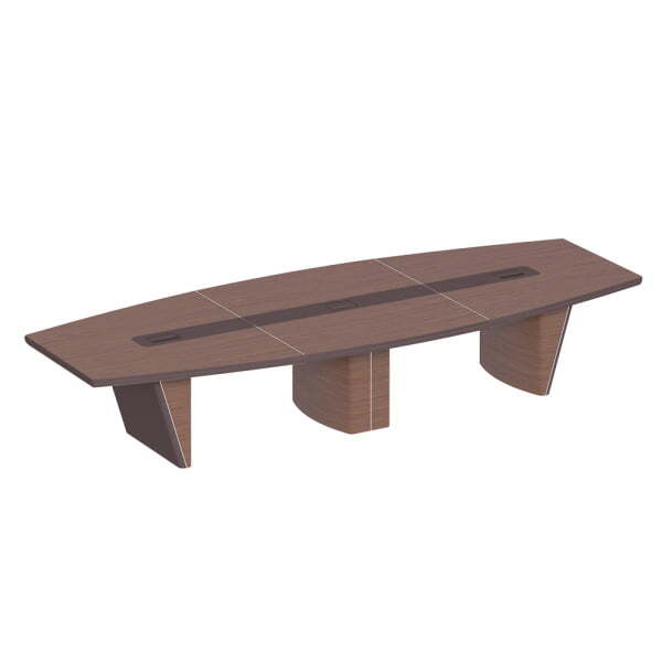 Стол для переговоров овальный, дерево/кожа, металлическая вставка ISixty 420TAOV 4200x1600x740 (Кожа коричневая)