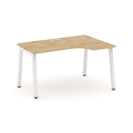 Стол рабочий эргономичный SN-5A.SPA-011(R) (1380х700/980х750) (Тиквуд Светлый/Металл Белый)