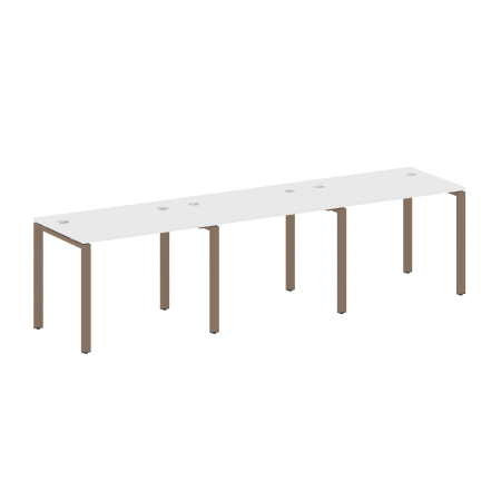 Рабочая станция на 3 раб. места Metal System Style БП.СМ-3.1 3000x720x750 (Белый/Мокко металл)