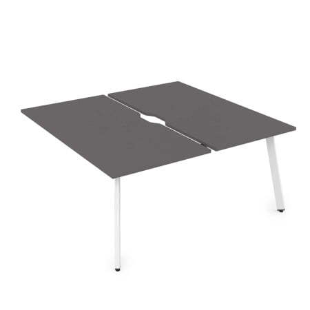 10БДКВ.268 Стол системы Бенч с вырезом, сдвоенный, на 2 рабочих места - конечный (1200x1235x750) (Graphit/Белый металл)