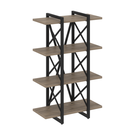 Стеллаж на регулируемых опорах-4 полки VR.L-MST.O-4.4V 800x400x1280 (Тиквуд Темный/Черный металл)