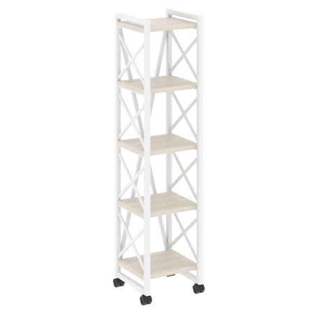 Стеллаж на колесных опорах-5 полок VR.L-MST.K-5.4 400x400x1704 (Денвер Светлый/Белый металл)