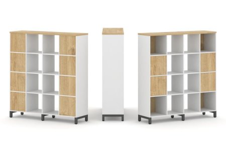 Набор стеллажа 1 сторонний, 4 яруса SN.NS-441 (1488х400х1615) (Белый/Тиквуд Светлый/Металл Антрацит)