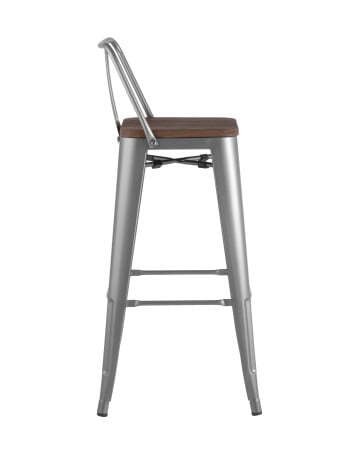 Стул барный TOLIX WOOD со спинкой серебристый матовый (Стул барный Tolix серебристый, матовый)