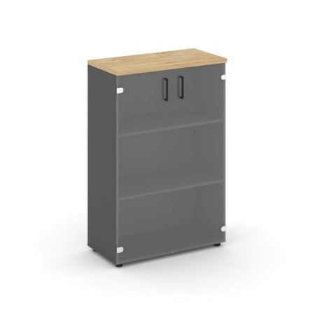 Шкаф средний широкий SN.STS-205 (796х400х1203) (Антрацит/Тиквуд Светлый/Прозрачный)