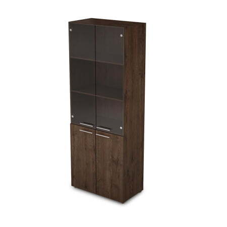 4Ш.005.3 Шкаф стеллаж высокий со стеклом без замка (798x430x2112) (Брауни)