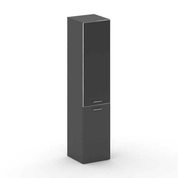 Шкаф узкий высокий левый Fresco FRU.SU-101 (L) black (450x460x2000) (Базальт UM-Лакобель Черный-Лакобель Черный | Хром)