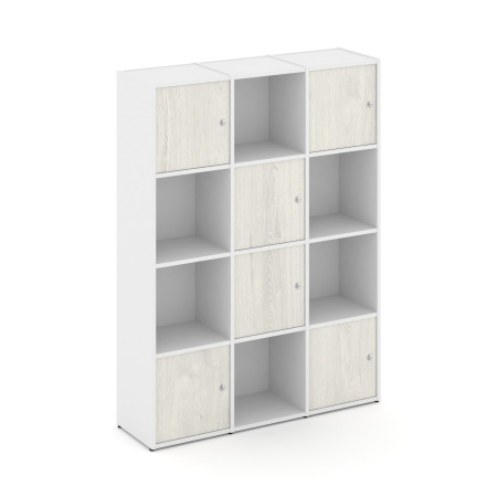Стеллаж Locker Plus LK.K-006 1188x350x1593 (Белый | Дуб Наварра)