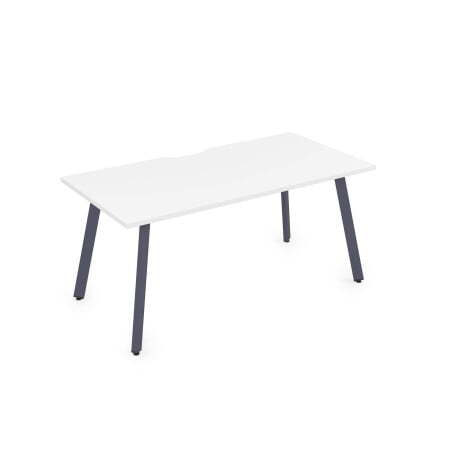 10СРВ.074 Стол рабочий с вырезом, прямолинейный (1600x700x750) (Белый премиум/Графит металл)