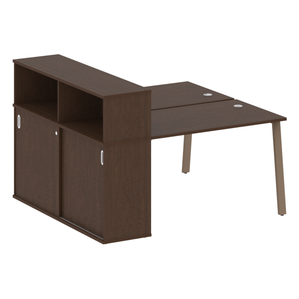 Рабочая станция с шкафом-купе на А-образном м/к Metal System Style БА.РС-СШК-2.2 Т 1610x1475x1098 (Венге Цаво/Мокко металл)