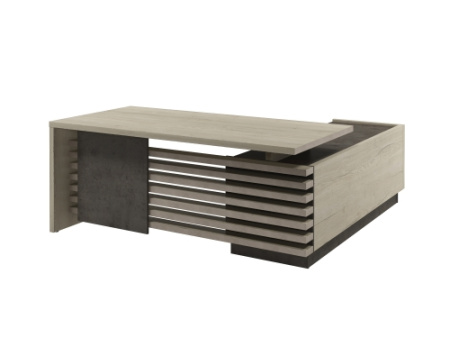 Стол с опорной тумбой, левый (без розеток) Vestar Z-218л.0000 1800x2030x750 (Дуб Галифакс белый/Бетон Чикаго)