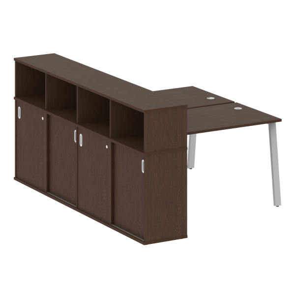 Рабочая станция с шкафом-купе на А-образном м/к Metal System Style БА.РС-СШК-4.2 Т 1610x2332x1098 (Венге Цаво/Серый металл)