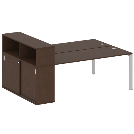 Рабочая станция с опорным шкафом-купе Metal System Style БП.РС-СШК-2.5 2210x1475x1098 (Венге Цаво/Серый металл)