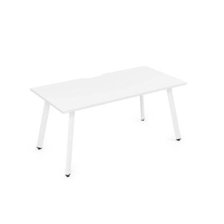 10СРВ.085 Стол рабочий с вырезом, прямолинейный (1800x800x750) (Белый премиум/Белый металл)