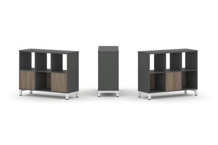 Набор стеллажа 2-х сторонний, 2 яруса SN.NSD-231 (1121х400х881) (Антрацит/Вяз Благородный/Металл Белый)