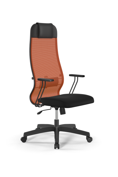 Кресло для руководителя Метта Sit 10 B1-111T - X2+UMF(X1) /Ub00/Wh00/T1bp-b(M09.B02.G15.W01) (Черный | Оранжевый)