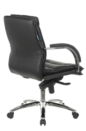 Кресло руководителя T-9927SL-LOW черный кожа низк.спин. крестов. металл хром (Черный)