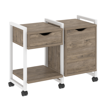 Тумба на колесных опорах наборная VR.L-TN-3.K 970x460x767 (Тиквуд Темный/Белый металл)