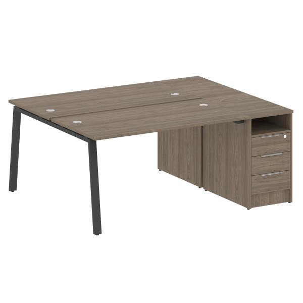 Рабочая станция с тумбой на А-образном м/к Metal System Style БА.РС-СТП-2.3 1812x1475x750 (Вяз/Антрацит металл)