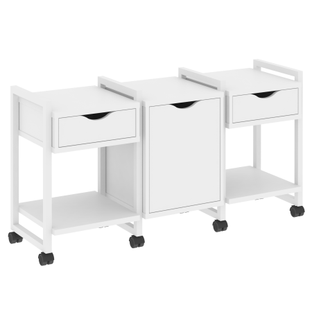 Тумба на колесных опорах наборная VR.L-TN-6.K 1440x460x767 (Белый Бриллиант/Белый металл)