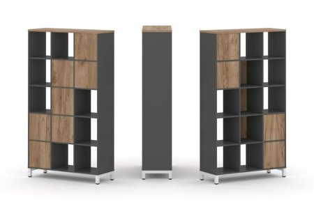 Набор стеллажа 1 сторонний, 5 ярусов SN.NS-531 (1121х400х1982) (Антрацит/Дуб Табак/Металл Белый)