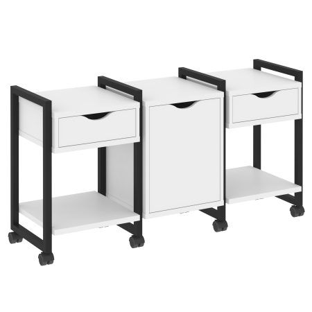 Тумба на колесных опорах наборная VR.L-TN-6.K 1440x460x767 (Белый Бриллиант/Черный металл)