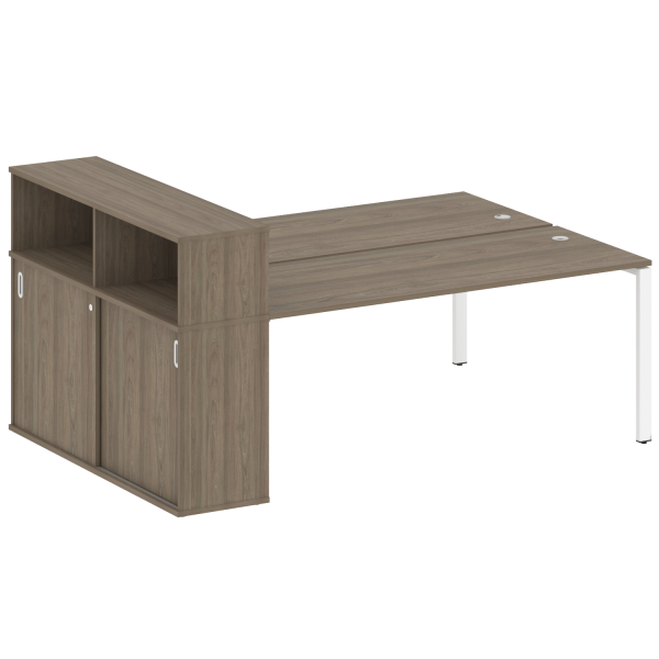 Рабочая станция с опорным шкафом-купе Metal System Style БП.РС-СШК-2.5 2210x1475x1098 (Вяз/Белый металл)