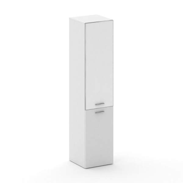 Шкаф узкий высокий правый Fresco FRU.SU-101 (R) black (450x460x2000) (Белый Бриллиант UM-Лакобель Белый-Лакобель Белый | Хром)