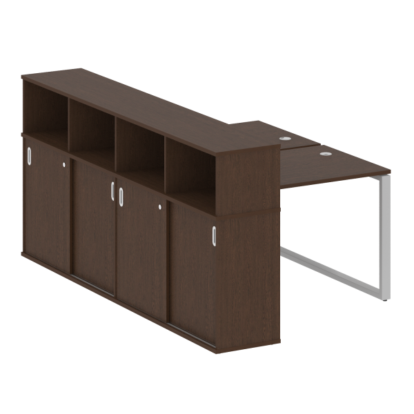 Рабочая станция с шкафом-купе на О-образном м/к Metal System Style БО.РС-СШК-4.1 Т 1410x2332x1098 (Венге Цаво/Серый металл)