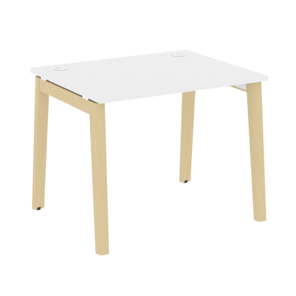 Стол рабочий на деревянных опорах Onix Wood OW.SP-1.8 980x800x750 (Белый Бриллиант/Дуб Светлый)