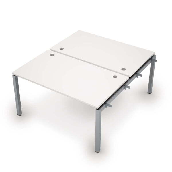 6МБН.5289 Бенч-система на 2 рабочих места, начальный модуль (1400x1635x750) (Белый/Алюминий матовый)