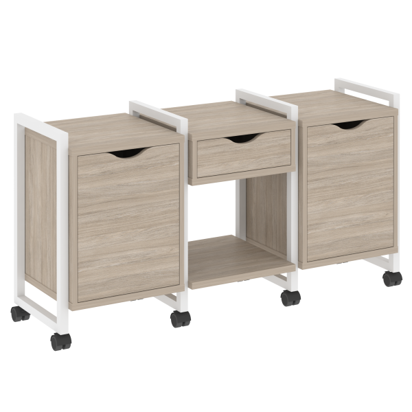 Тумба на колесных опорах наборная VR.L-TN-7.K 1440x460x767 (Дуб Аттик/Белый металл)