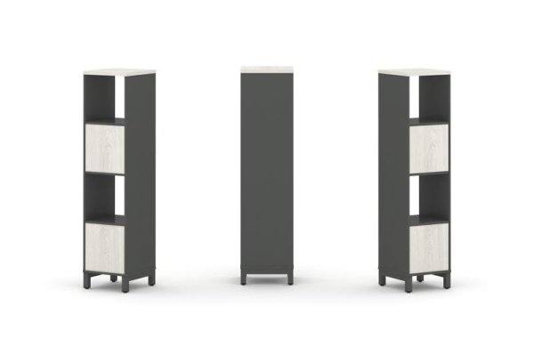 Набор стеллажа 1 сторонний, 4 яруса SN.NS-411 (387х400х1615) (Антрацит/Дуб Наварра/Металл Антрацит)