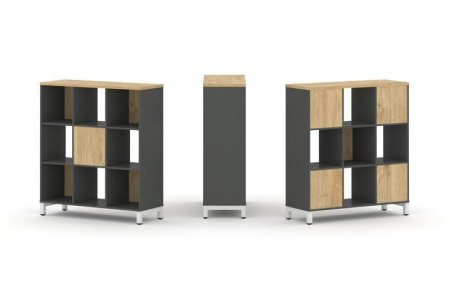 Набор стеллажа 2-х сторонний, 3 яруса SN.NSD-331 (1121х400х1248) (Антрацит/Тиквуд Светлый/Металл Белый)