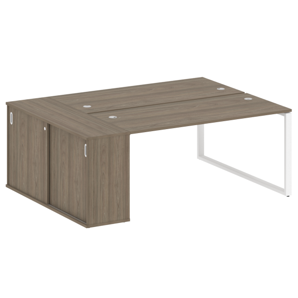 Рабочая станция с шкафом-купе на О-образном м/к Metal System Style БО.РС-СШК-1.4 Т 2010x1475x750 (Вяз/Белый металл)