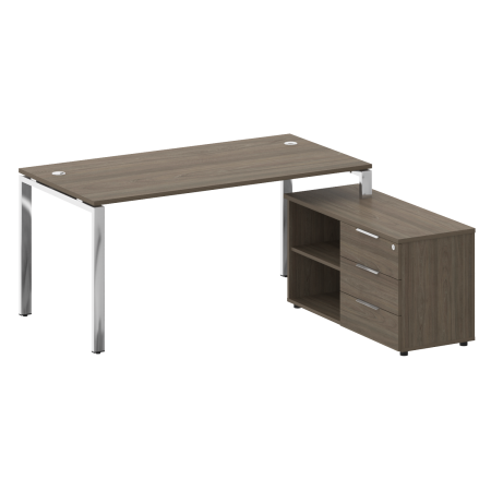 Стол для руководителя с тумбой правый БГ.СРТ-4.8 (R) 1700x1620x750 (Вяз Благородный/Нерж. Сталь)