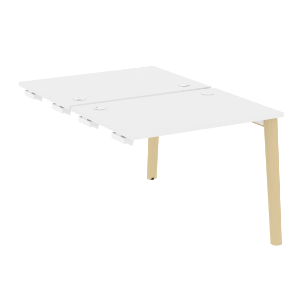 Стол-приставка двойной на деревянных опорах Onix Wood OW.D.SPR-1.7 980x1475x750 (Белый Бриллиант/Дуб Светлый)