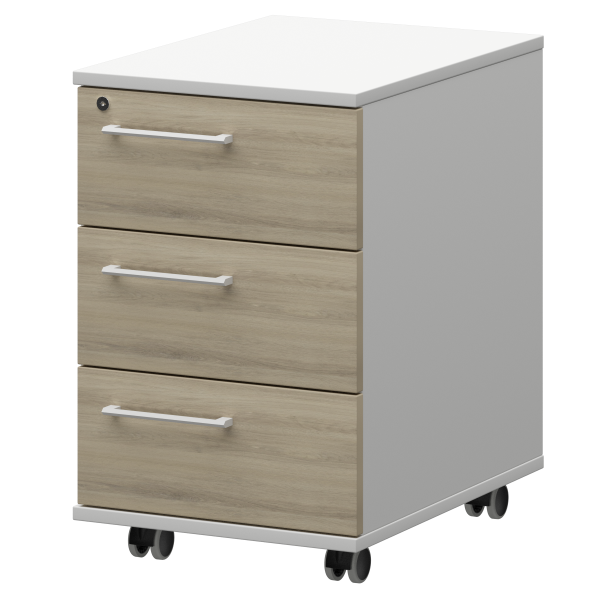 Тумба мобильная/подвесная правая Кортез KZT-61R 416x568x648 (Кронберг/Белый)