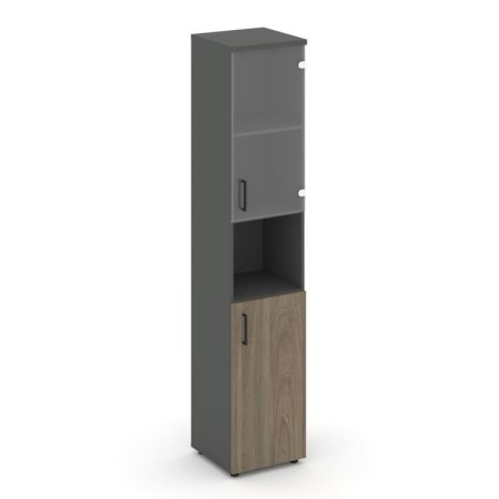 Шкаф высокий узкий SN.STU-105(R) (400х400х1982) (Антрацит/Вяз Благородный/Прозрачный)