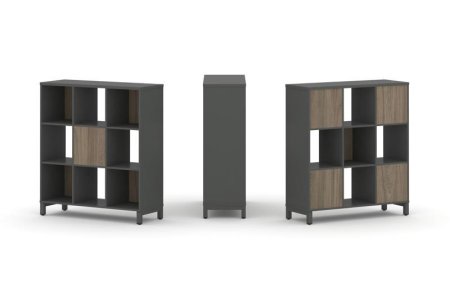 Набор стеллажа 2-х сторонний, 3 яруса SN.NSD-331 (1121х400х1248) (Антрацит/Вяз Благородный/Металл Антрацит)