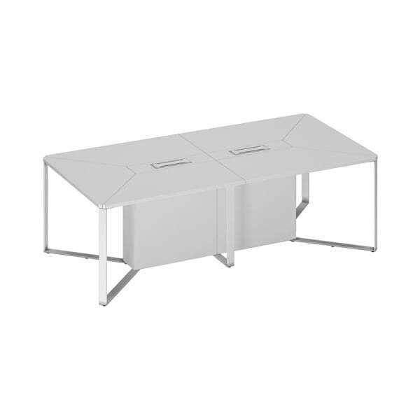 Стол для переговоров составной 2-секционный  Speech СП 104 БП БП БП ХР 3200x1200x756 (Белый премиумСерый)