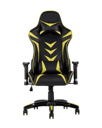 Кресло игровое TopChairs Corvette желтое (Геймерское кресло Corvette черный, желтый)