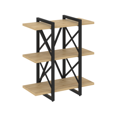 Стеллаж на регулируемых опорах-3 полки VR.L-MST.O-3.4V 800x400x910 (Тиквуд Светлый/Черный металл)