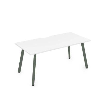 10СРВ.085 Стол рабочий с вырезом, прямолинейный (1800x800x750) (Белый премиум/Klever металл)