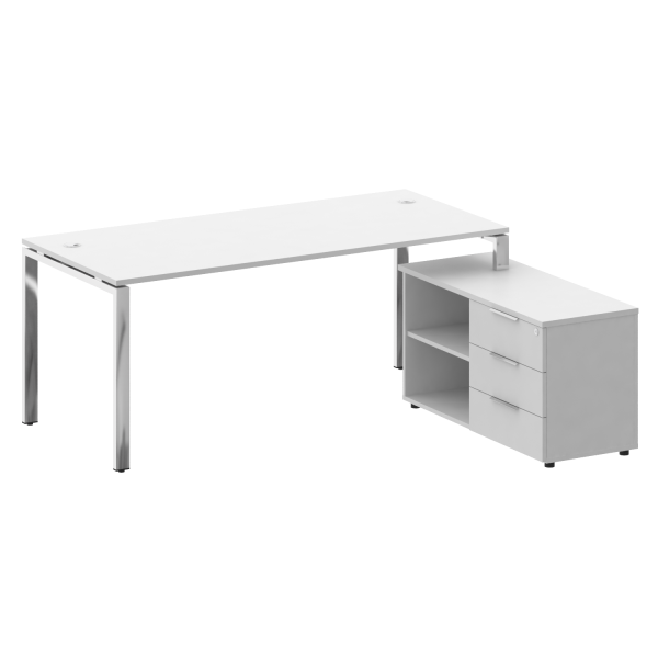 Стол для руководителя с тумбой правый БГ.СРТ-5.8 (R) 1900x1620x750 (Белый/Нерж. Сталь)