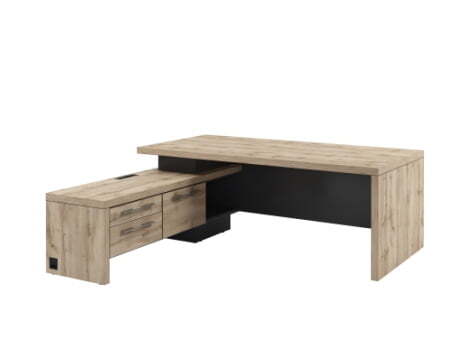 Стол руководителя с блоком розеток Torston Т-20Л.1000 2000x2000x750 (Дуб Вотан/Антрацит)