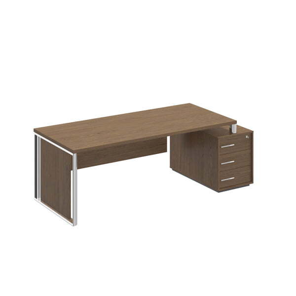 Стол руководителя на опорной тумбе декоративная вставка Orion ОР 148-1 ДТ 2208x940x750 (Дуб табачный)