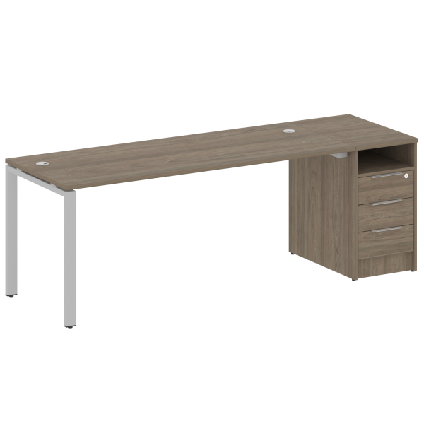Рабочая станция с опорной тумбой Metal System Style БП.РС-СТП-1.5 2212x720x750 (Вяз/Серый металл)