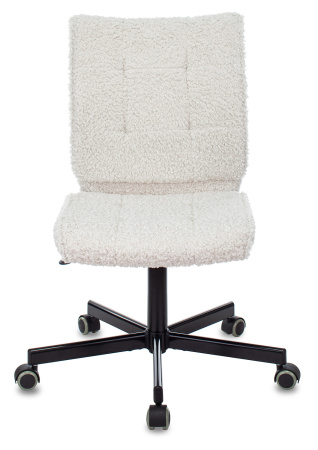 Кресло СН-330М молочный экомех крестов. металл черный (Молочный)